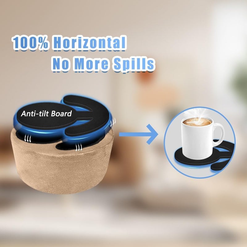 Xchouxer Couch Cup Holder Pillow, Sofa and Bed Organizer Caddy for Drinks, Remotes, Phones (Beige) - Image 3